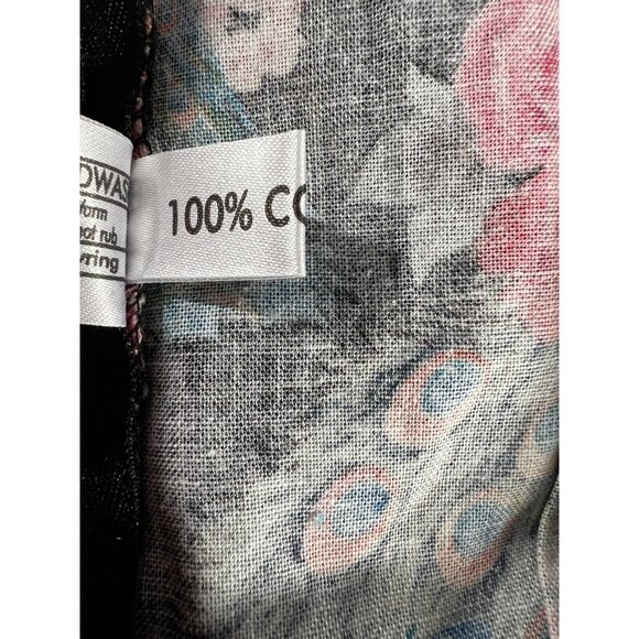 52 Greek Street Dress Women's 12 Black Faux Wrap Floral 100% Cotton Belted Midi - Picture 8 of 10